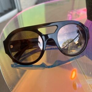 CHANEL Tortoise Round Aviator Sunglasses